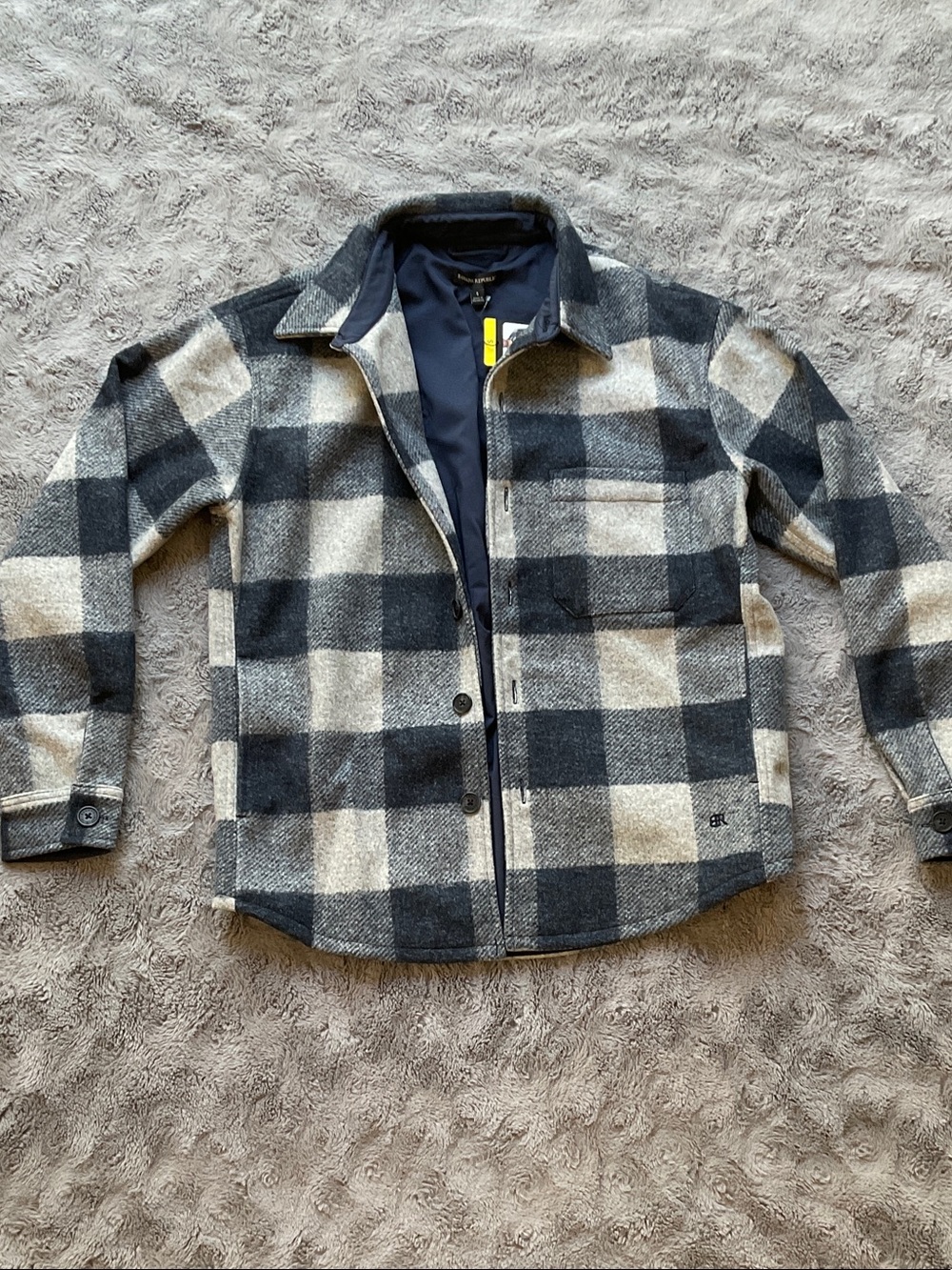 Banana Republic Black and Gray Plaid Shirt Jacket
